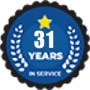 Badge reading 31 years in service