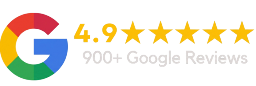Google rating badge: 4.9 stars from 900+ reviews